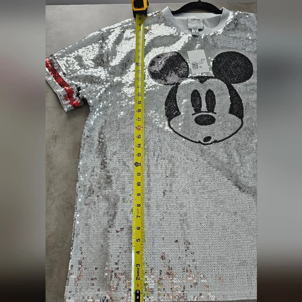 NWT Disney x Forever 21 Silver Sequin Mickey Mouse T-Shirt Mini Dress XL - Picture 10 of 13